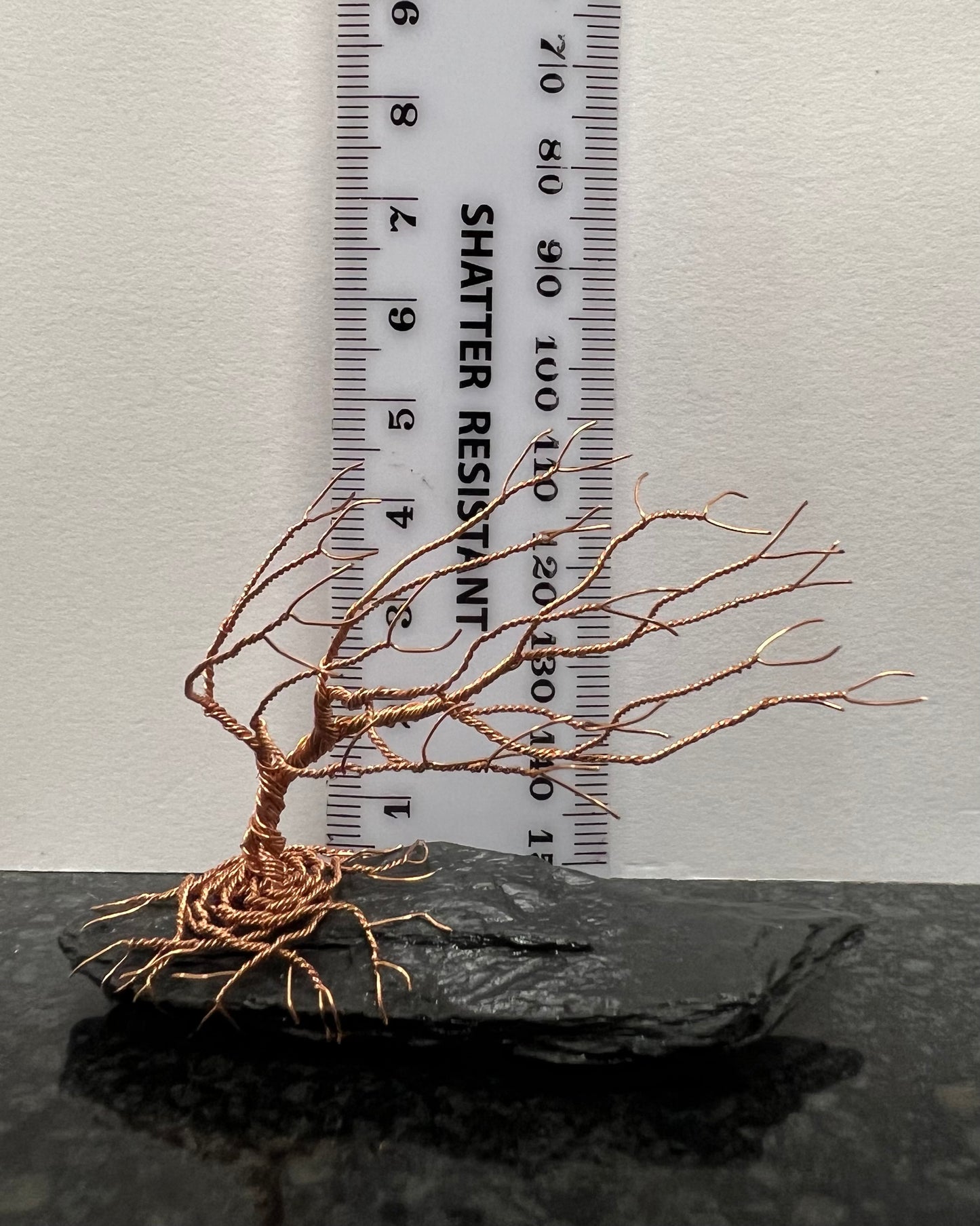 Windswept Celtic Tree Sculpture - Copper on Slate - Small