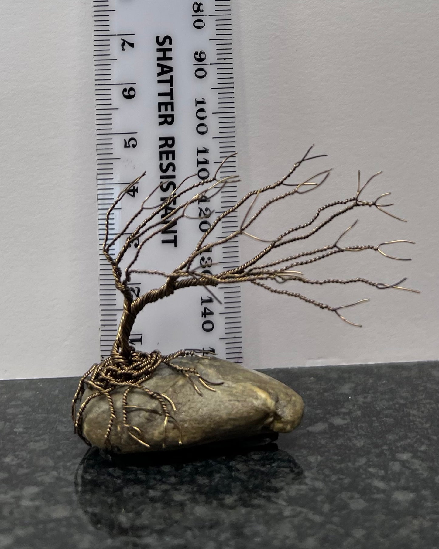 Windswept Celtic Tree Sculpture - Gunmetal on Pebble - Small