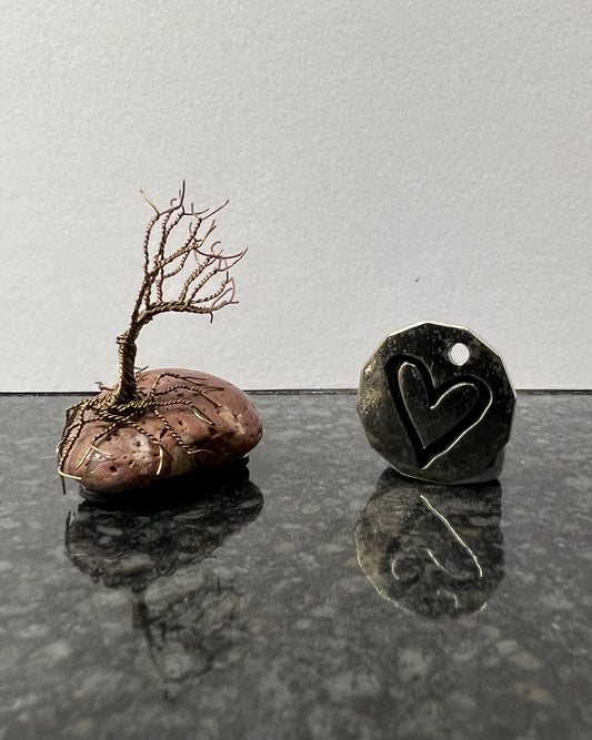 Windswept Celtic Tree Sculpture - Gunmetal on Pebble - Mini