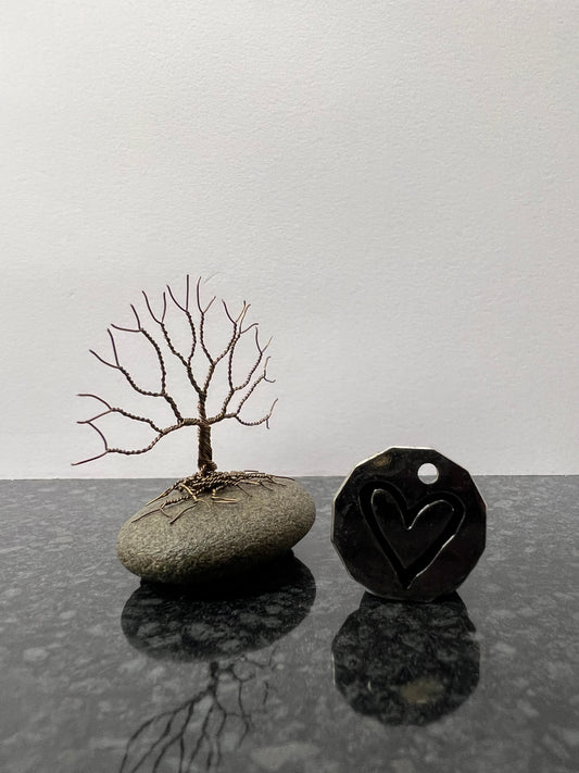 Celtic Tree of Life Sculpture - Gunmetal on Pebble - Mini