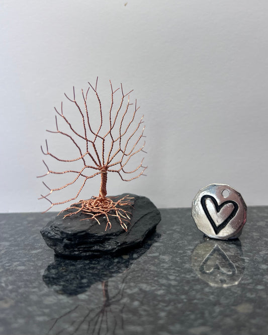 Celtic Tree of Life Sculpture -   Copper on Slate - Small