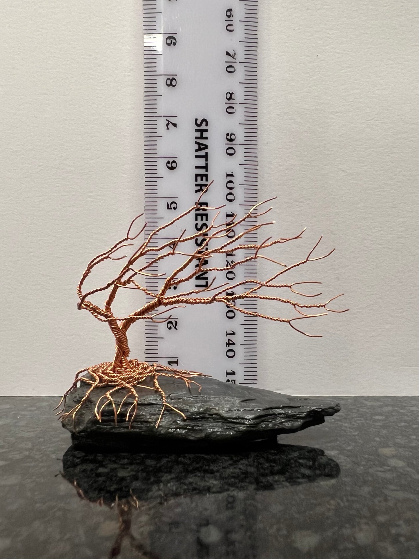 Windswept Celtic Tree Sculpture - Copper on Slate - Small