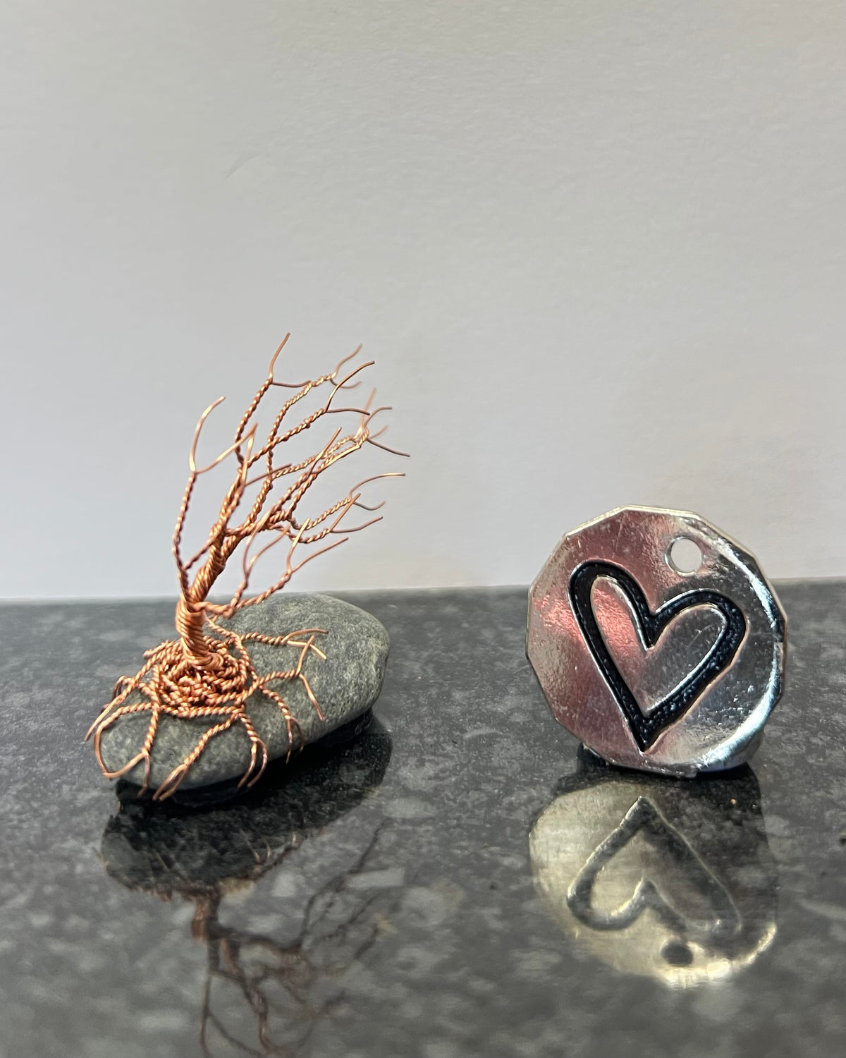 Windswept Celtic Tree Sculpture - Copper on Pebble - Mini