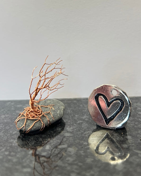 Windswept Celtic Tree Sculpture - Copper on Pebble - Mini