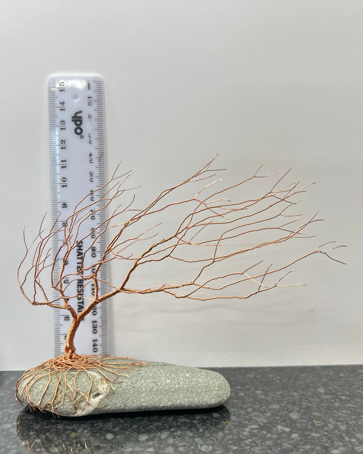 Windswept Celtic Tree Sculpture - Copper on Pebble - Medium