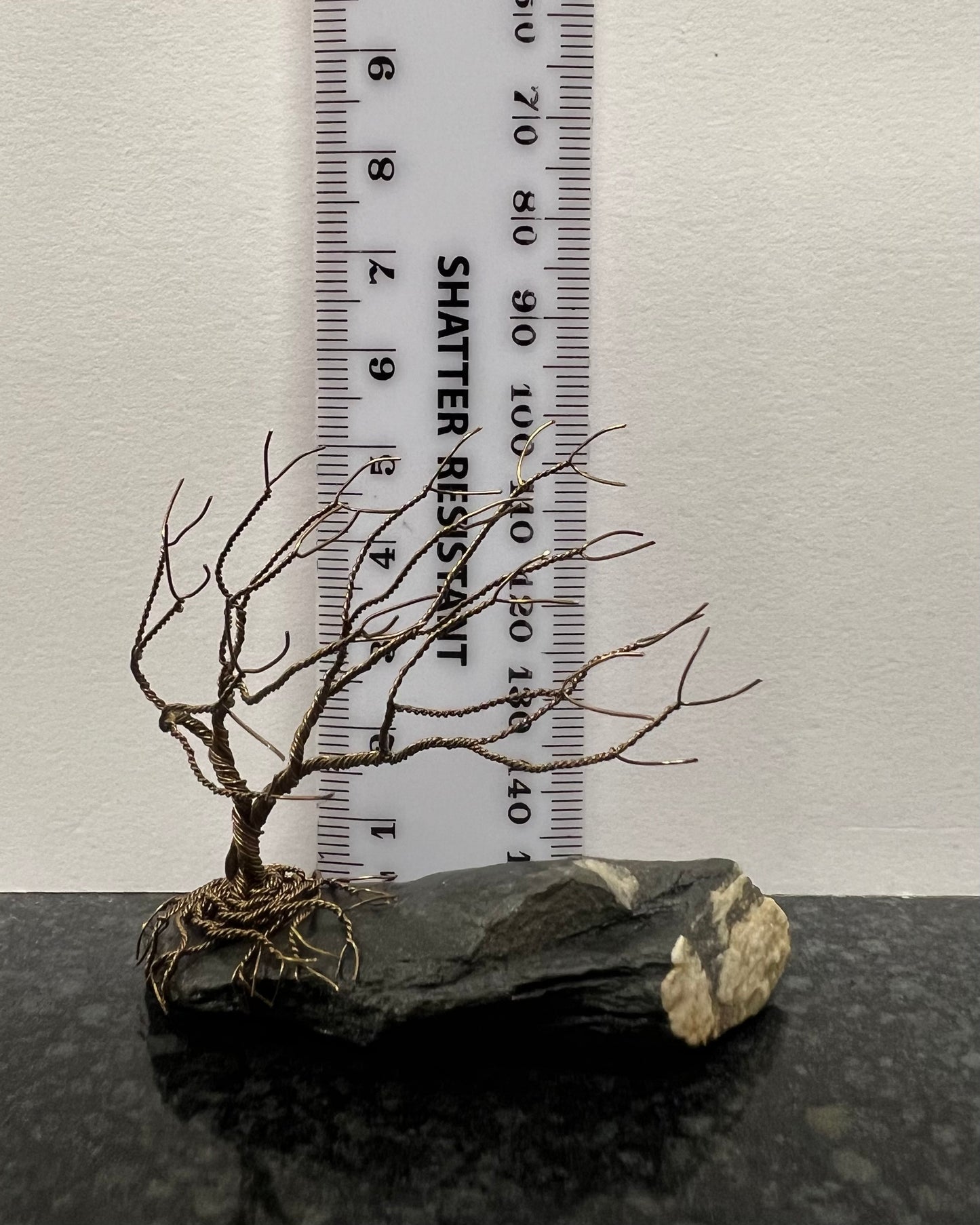 Windswept Celtic Tree Sculpture - Gunmetal on Slate - Small