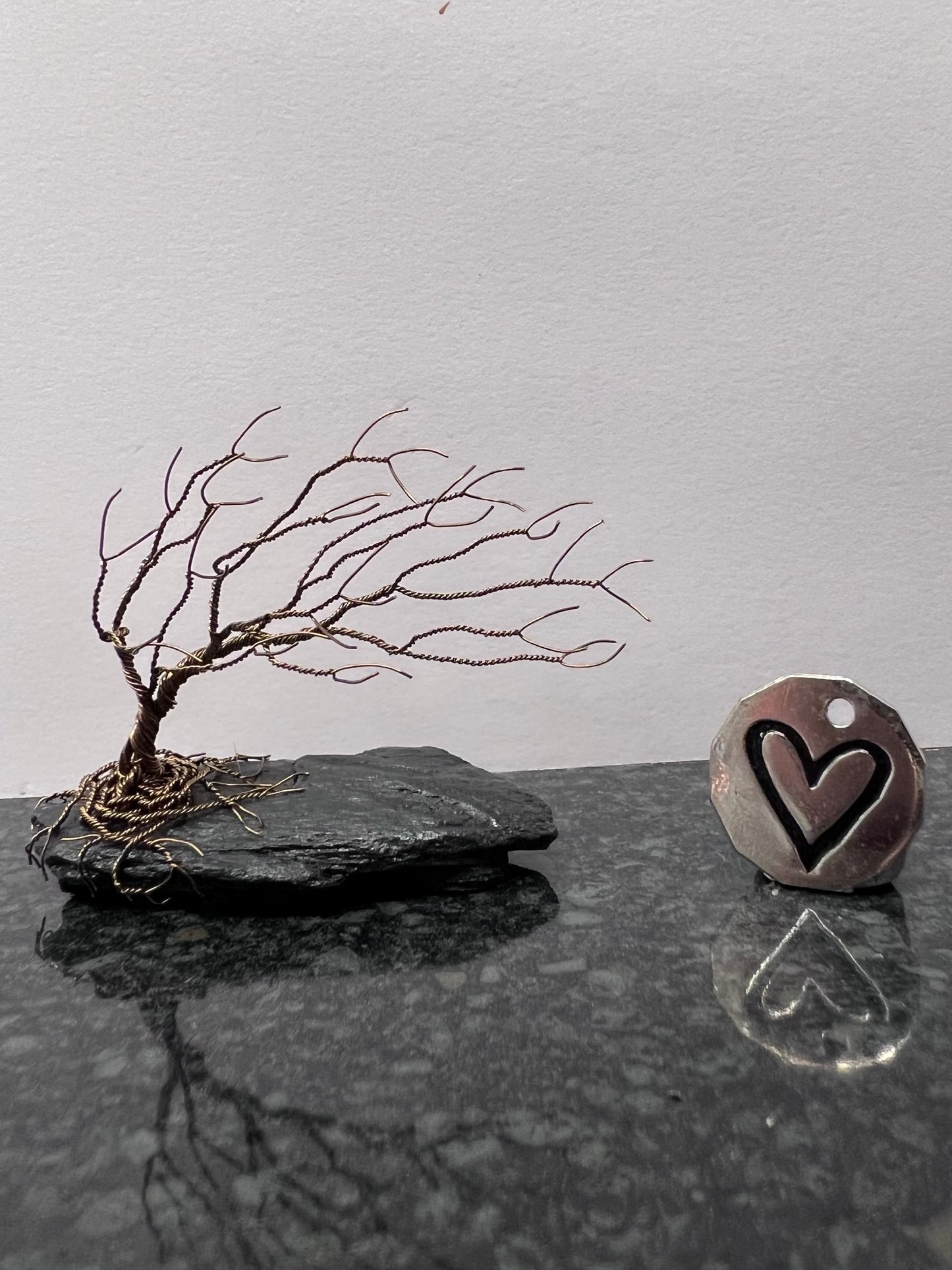 Windswept Celtic Tree Sculpture - Gunmetal on Slate - Small