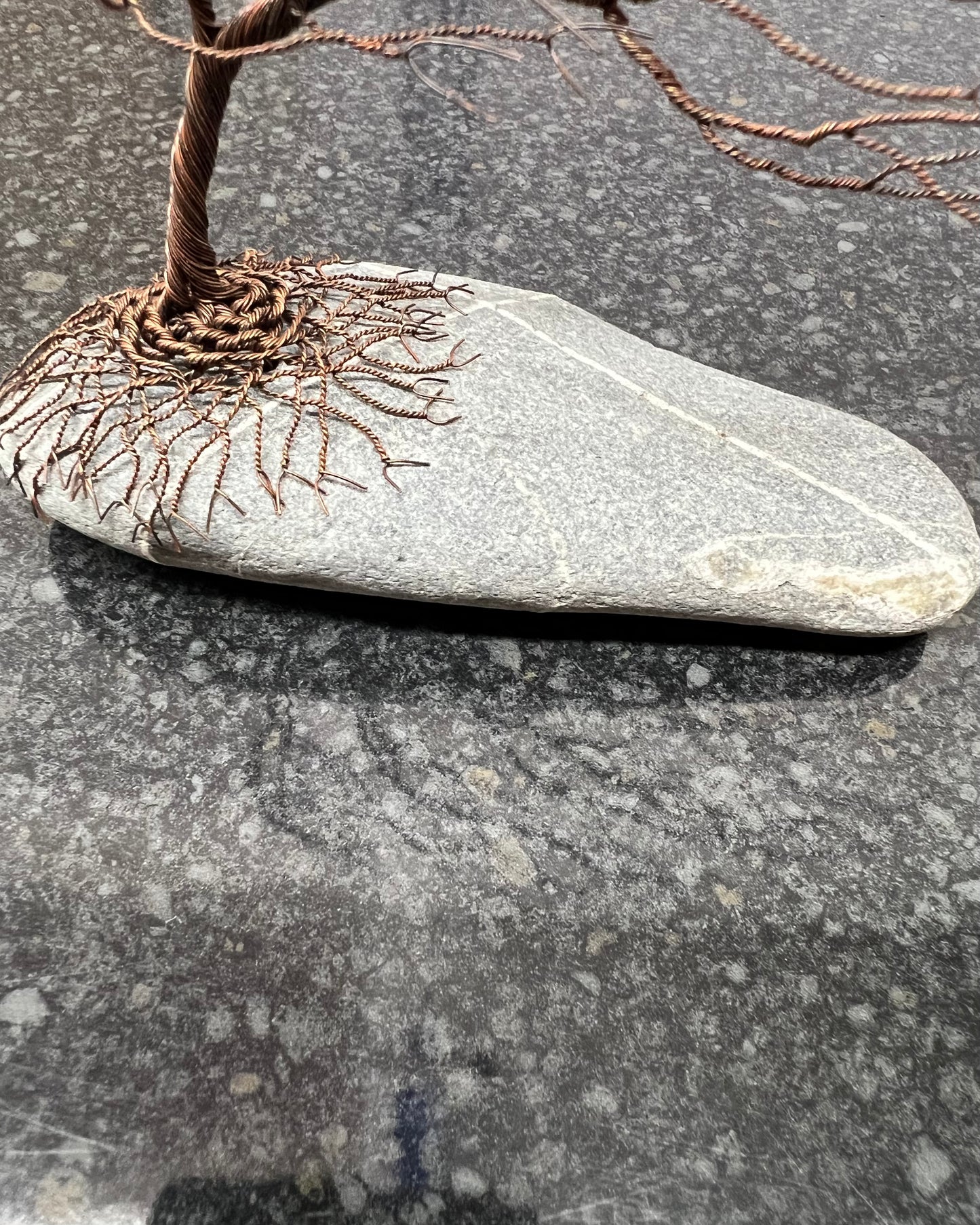 Windswept Celtic Tree Sculpture - Antique Copper on Pebble - Medium Plus