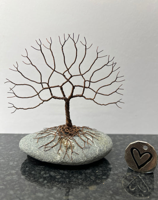 Tree of Life Celtic Tree Sculpture - Antique Copper on Pebble - Small Plus