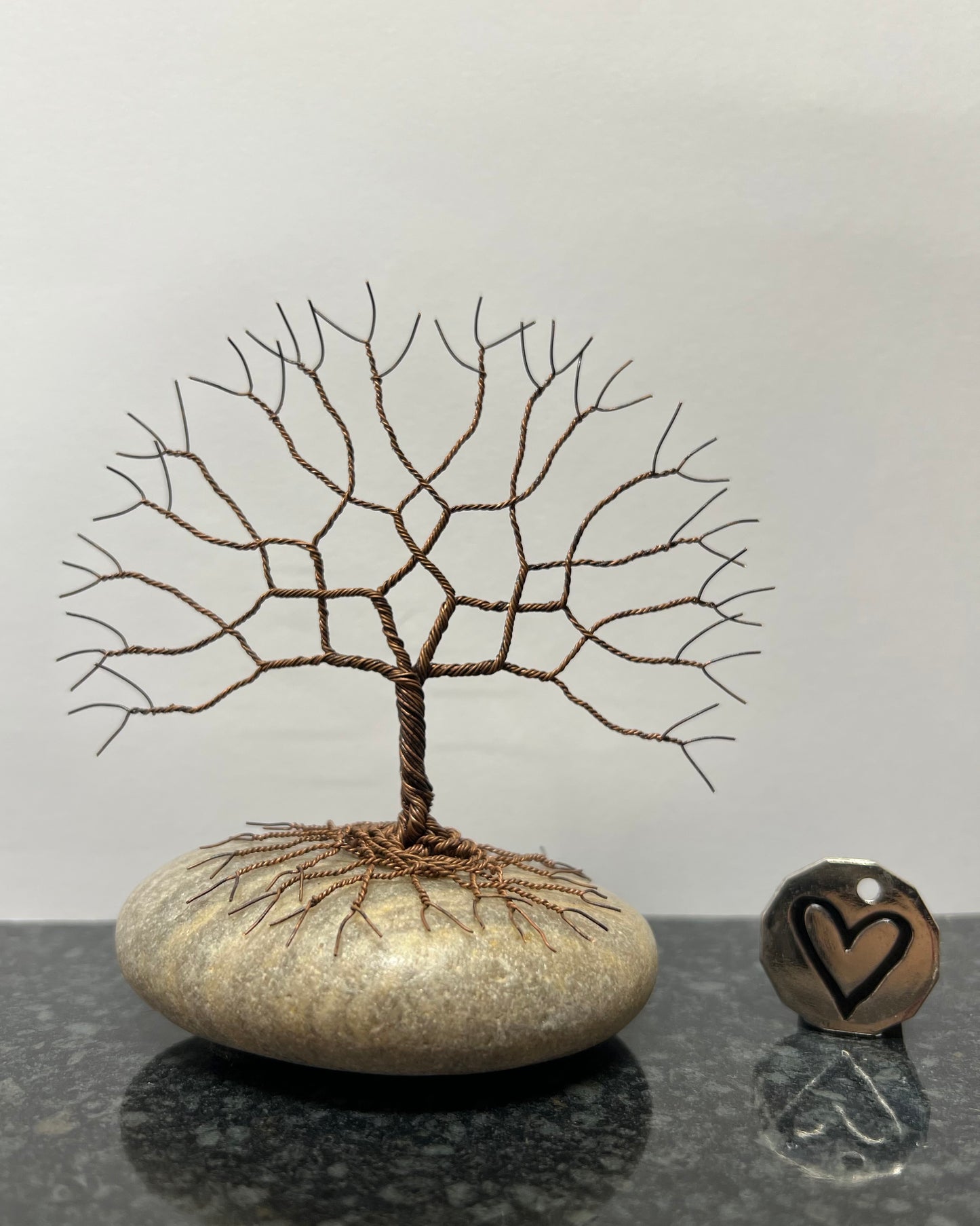 Tree of Life Celtic Tree Sculpture - Antique Copper on Pebble - Small Plus
