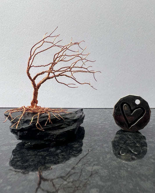 Windswept Celtic Tree Sculpture - Copper on Slate - Small