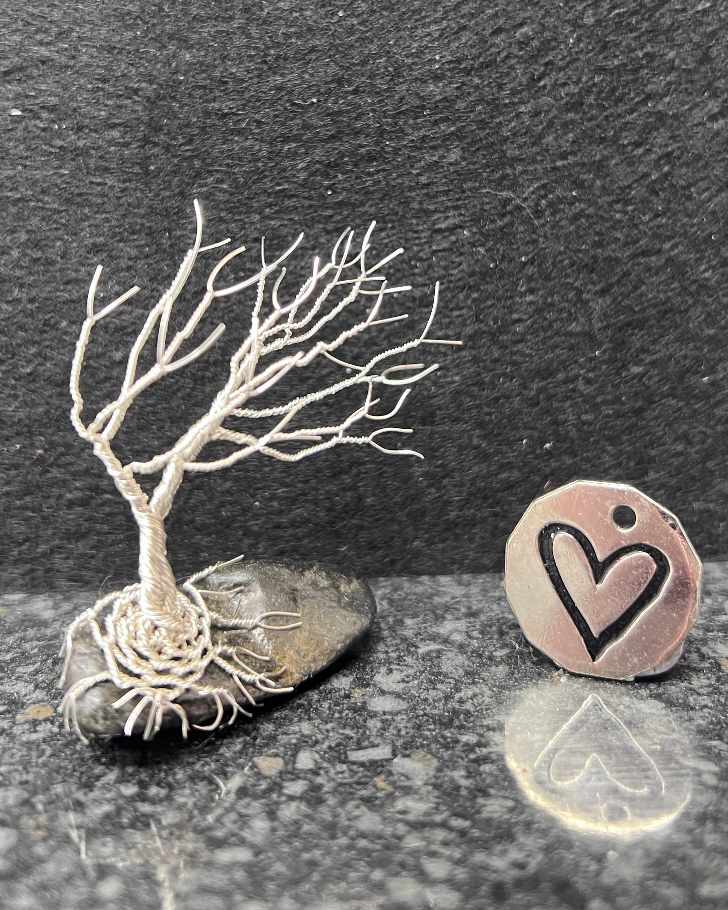 Windswept Celtic Tree Sculpture - Silver (plated) on Pebble - Small