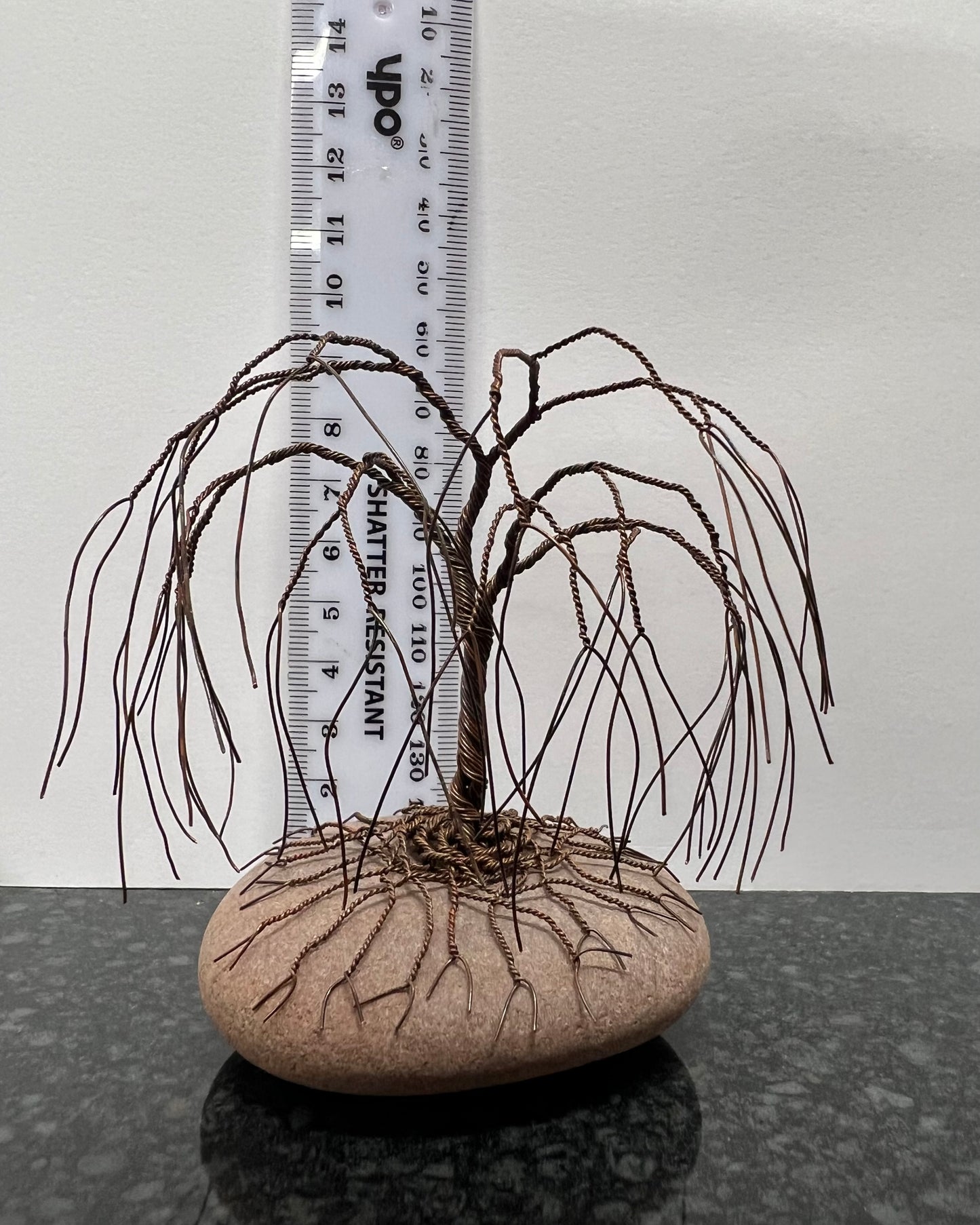 Willow Celtic Tree Sculpture - Antique Copper on Pebble - Small Plus