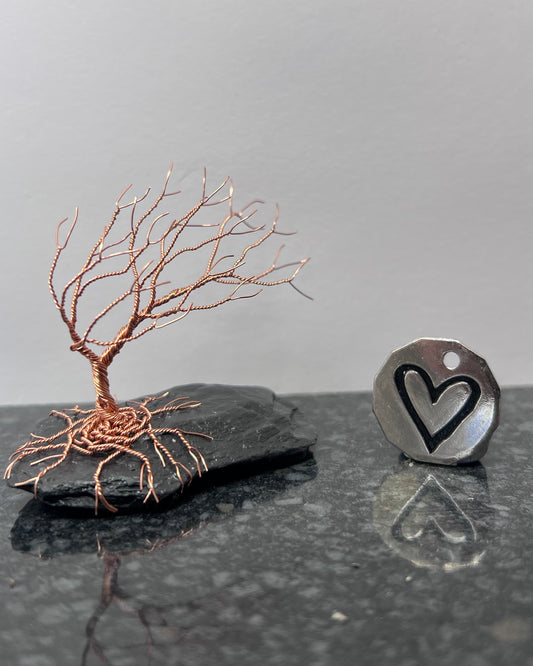 Windswept Celtic Tree Sculpture - Copper on Slate - Small