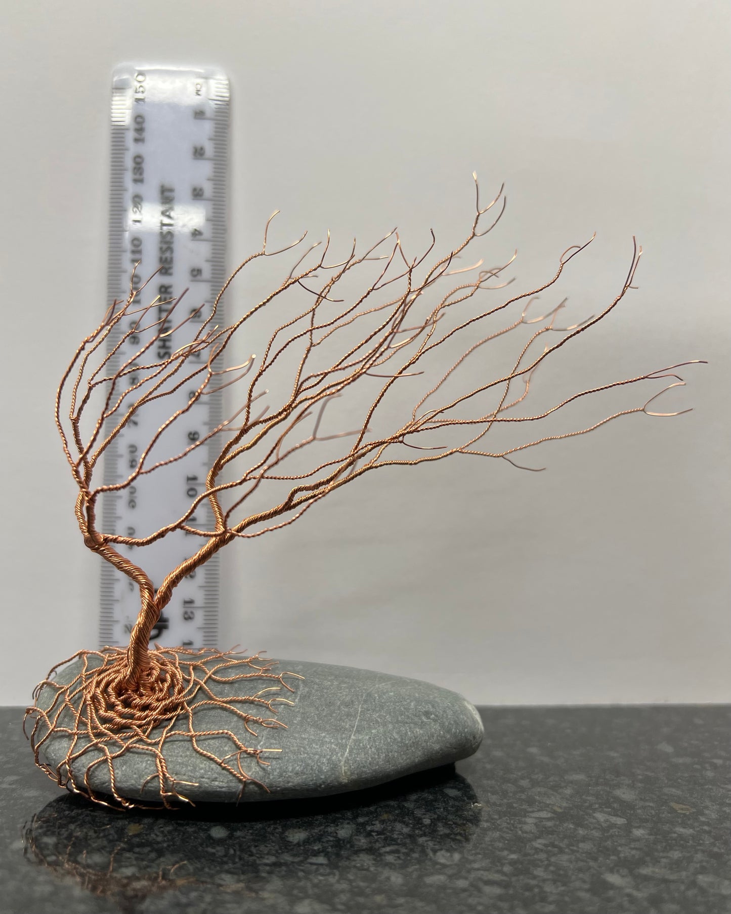 Windswept Celtic Tree Sculpture - Copper on Pebble - Medium