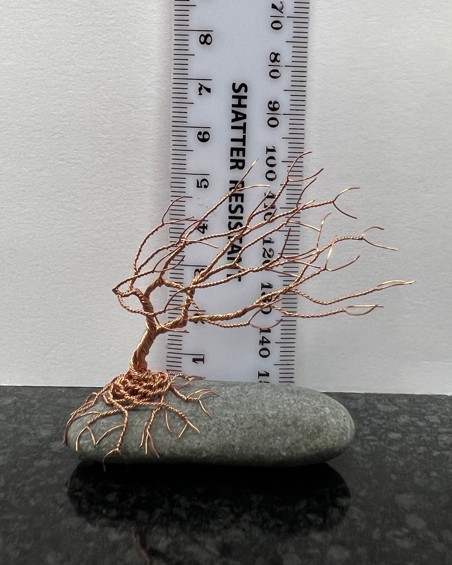 Windswept Celtic Tree Sculpture - Copper on Pebble - Small