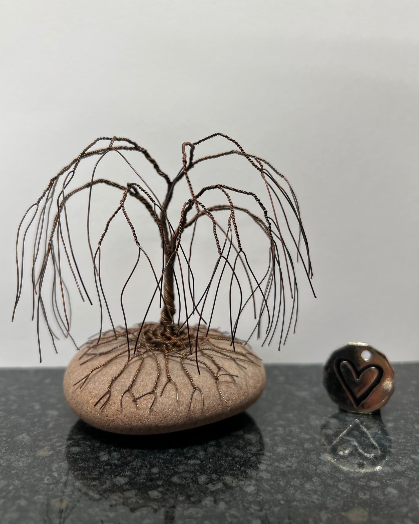 Willow Celtic Tree Sculpture - Antique Copper on Pebble - Small Plus
