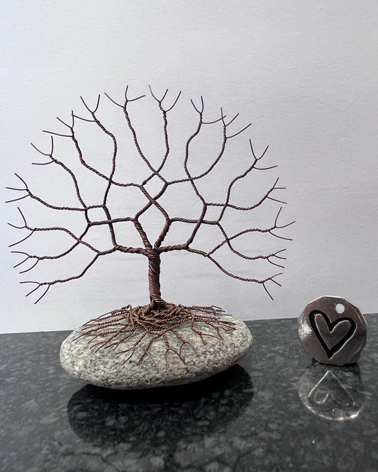 Celtic Tree of Life Sculpture -  Antique Copper on Pebble - Small Plus