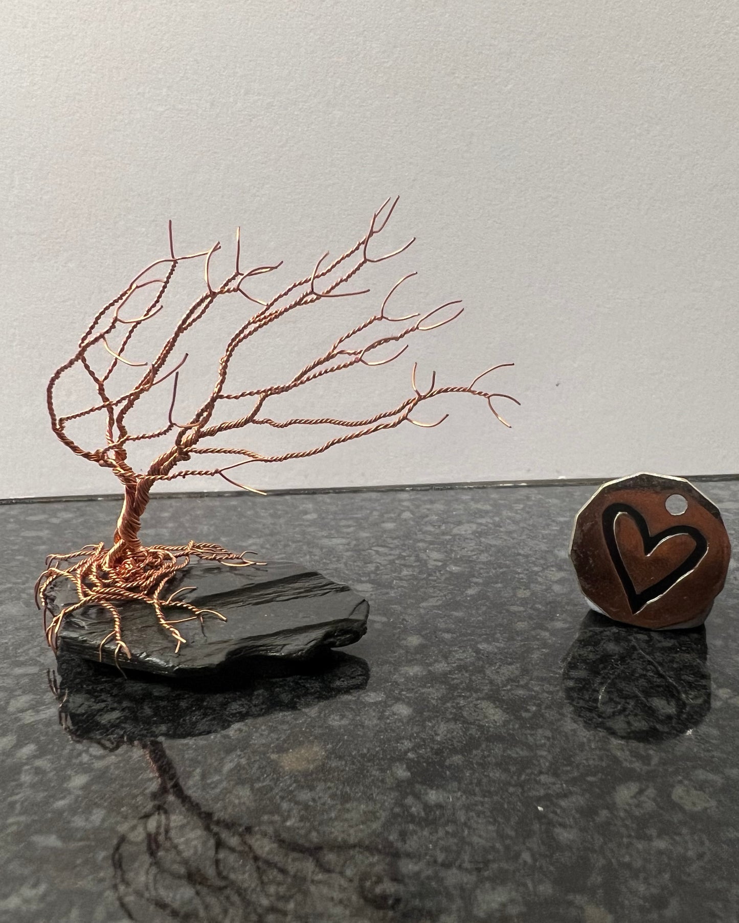 Windswept Celtic Tree Sculpture - Copper on Slate - Small