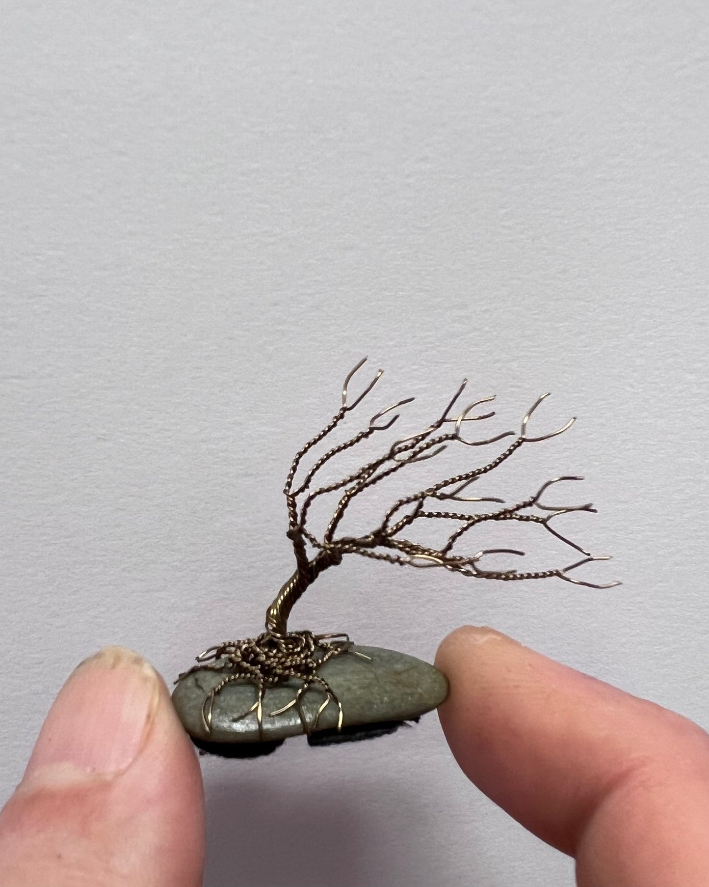 Windswept Celtic Tree Sculpture - Gunmetal on Pebble - Mini