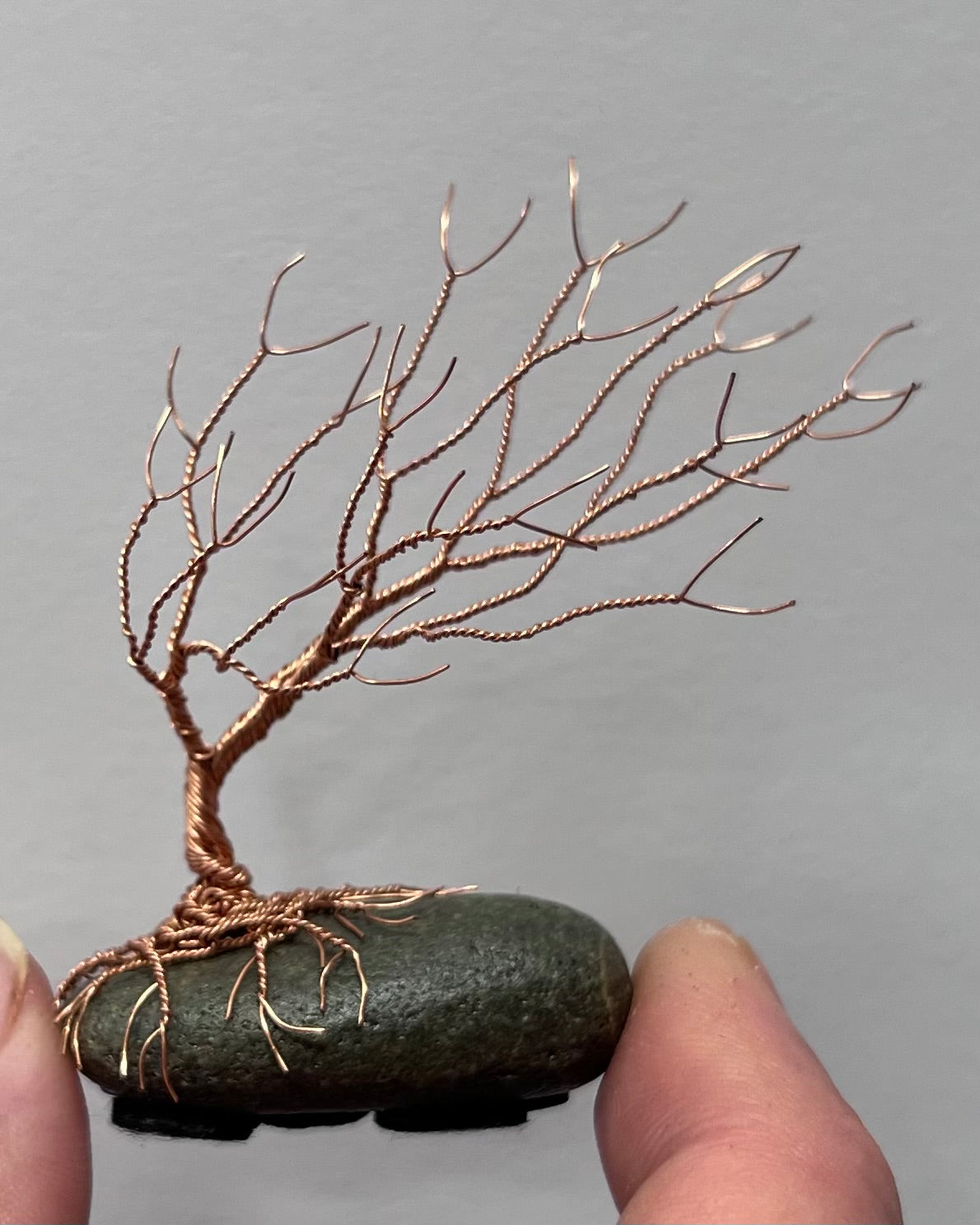 Windswept Celtic Tree Sculpture - Copper on Pebble - Small