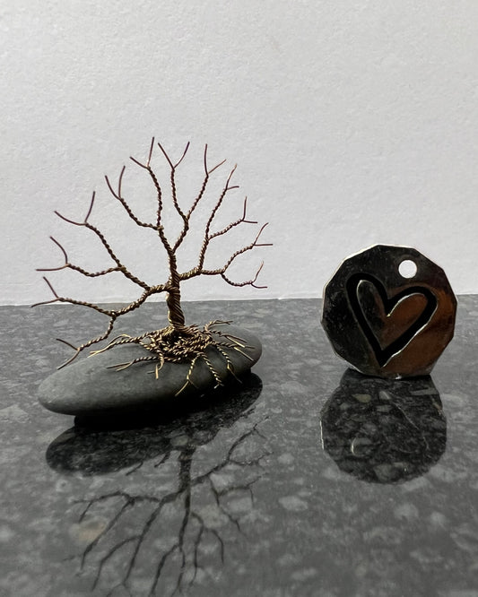 Celtic Tree of Life Sculpture - Gunmetal on Pebble - Mini