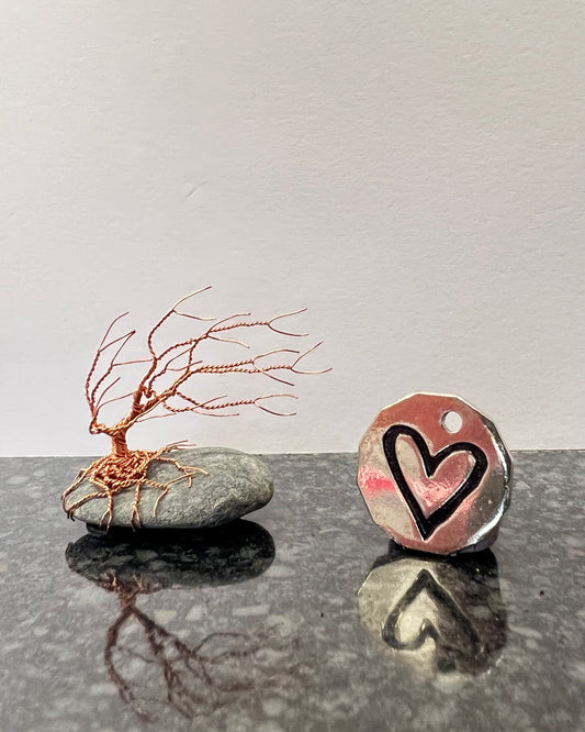Windswept Celtic Tree Sculpture - Copper on Pebble - Mini