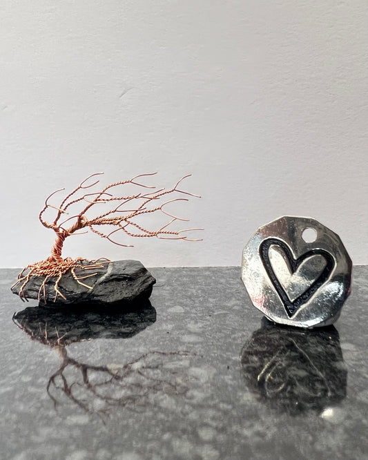 Windswept Celtic Tree Sculpture - Copper on Slate - Mini