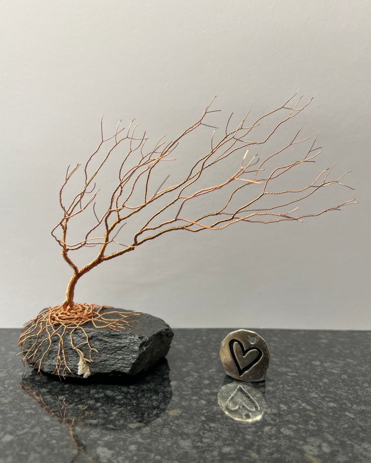 Windswept Celtic Tree Sculpture - Copper on Slate - Medium