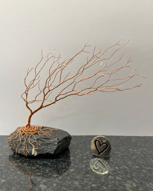 Windswept Celtic Tree Sculpture - Copper on Slate - Medium